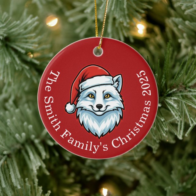 Ornement de Noël en céramique personnalisé Renard  (Arbre)