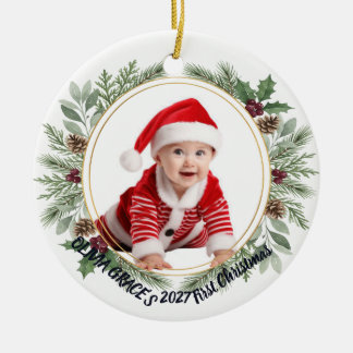 Ornement de Noël en céramique pour bébé avec photo
