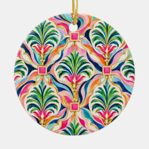 Ornement de Noël en céramique tropicale coloré