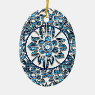 Ornement de Noël en cristal bleu et blanc élégant