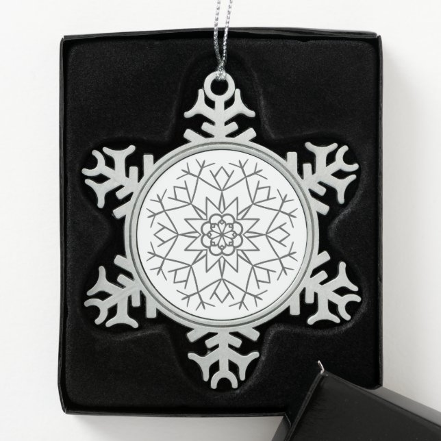 Ornement de Noël en étain flocon de neige (Boîte)