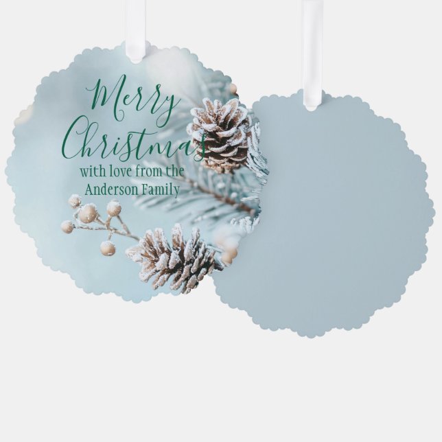 Ornement de Noël en forme de cône de pin d'hiver (Recto/Verso)