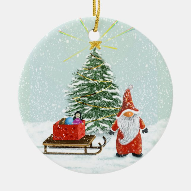 Ornement de Noël en forme de gnome pour l'arbre (Devant)