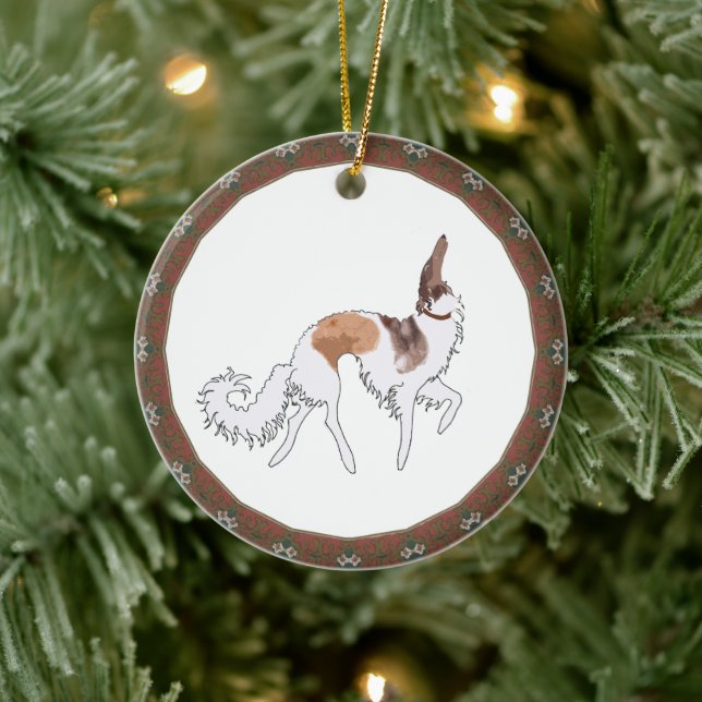 Ornement de Noël en lévrier Borzoï cabré en sable (Arbre)