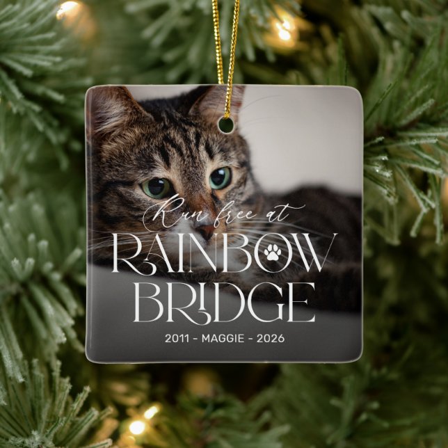 Ornement de Noël en mémoire du chat Rainbow Bridge (Arbre)