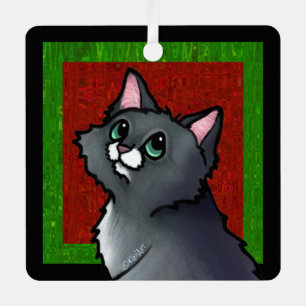 Ornement de Noël en métal Chat aux Yeux Verts