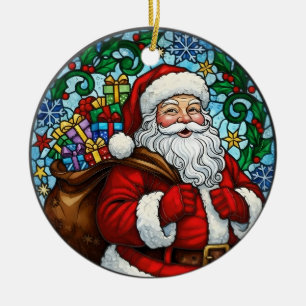 Ornement de Noël en neige de Père Noël et houx