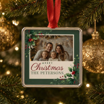 Ornement de Noël en photo personnalisé vert botani