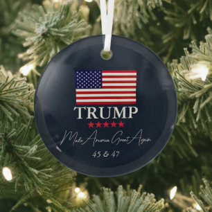 ORNEMENT DE NOËL EN VERRE PRÉSIDENT DONALD TRUMP