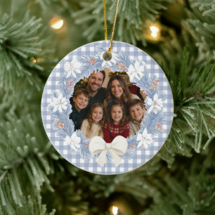 Ornement de Noël Famille Fleurie Pin Frosty
