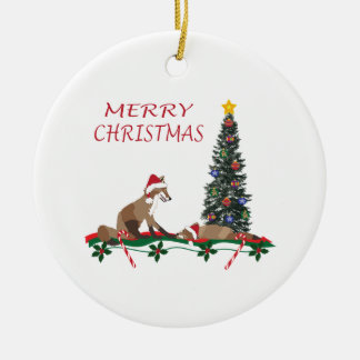 Ornement de Noël, faune, renard mère et bébé
