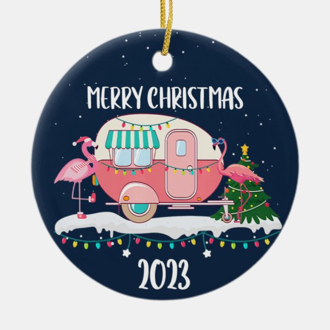 Ornement de Noël Flamant rose Camper 2023 (Devant)