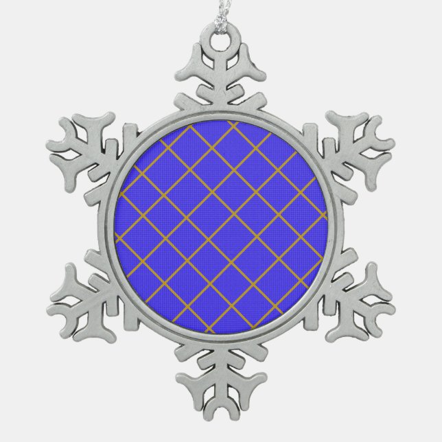 Ornement de Noël flocon de neige bleu et or (Devant)