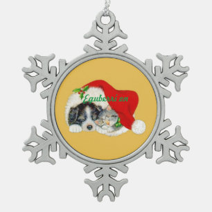 Ornement de Noël Flocon de Neige Chien et Chat