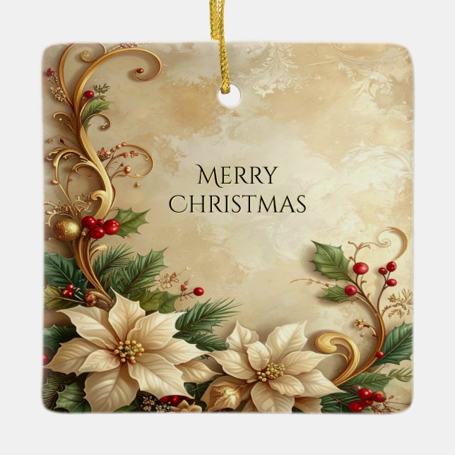 Ornement de Noël floral de fêtes (Devant)
