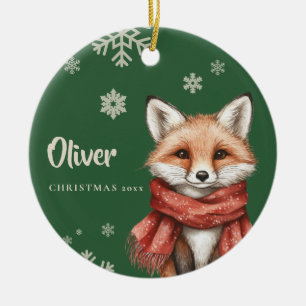 Ornement de Noël Fox personnalisé avec flocon de n