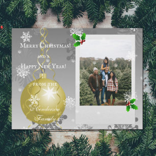 Ornement de Noël Gold Fancy Carte photo