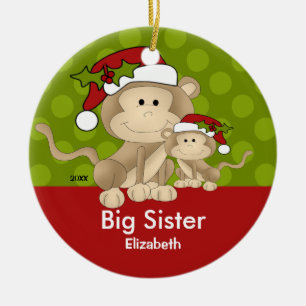 Ornement de Noël Grande Sœur Singe du Père Noël
