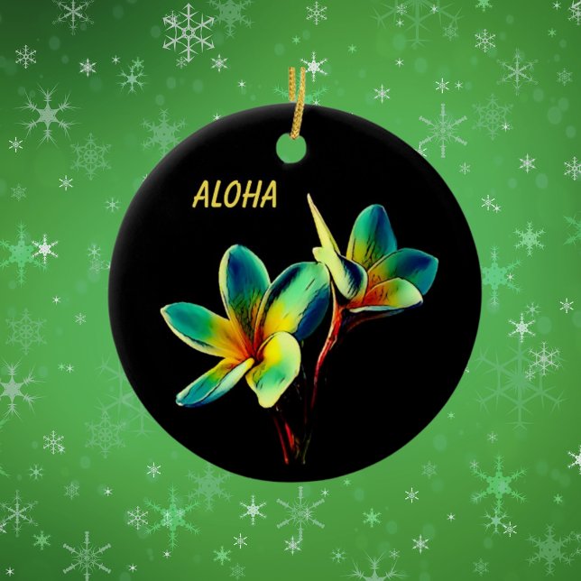 Ornement de Noël Hawaiian Stunning Plumeria (Celebrate Christmas by adding  a Hawaiian-themed Christmas ornament to your tree!)