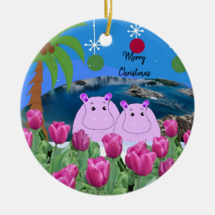 Ornement de Noël Hippo Happiness
