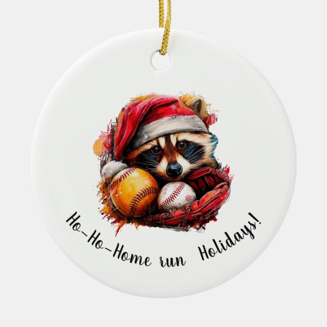 Ornement de Noël Ho-Ho-Home Run Baseball — Perso (Devant)