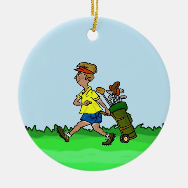 Ornement de Noël homme avec sac de golf (Devant)