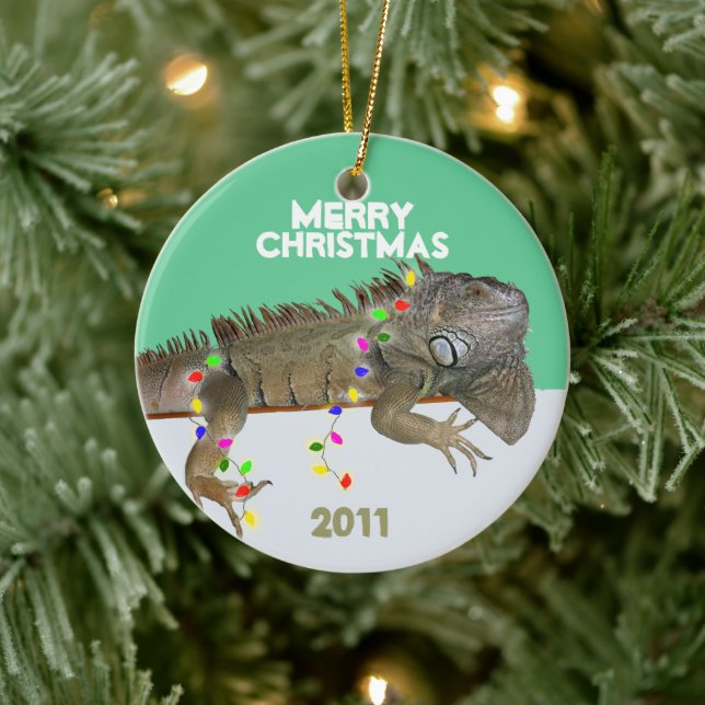 Ornement de Noël Iguana avec Modèle de l'année (Arbre)