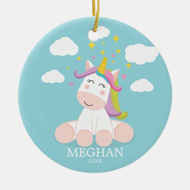 Ornement de Noël Licorne Mignonne (Devant)