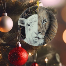 Ornement de Noël Lion et Agneau personnalisable