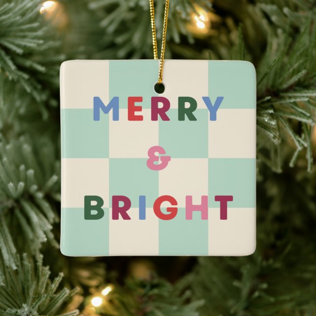 Ornement de Noël Merry & Bright à damier (Arbre)