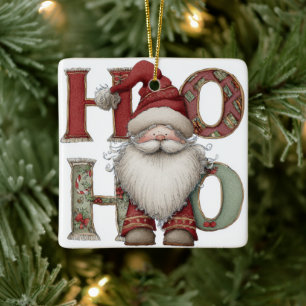 Ornement de Noël Moderne Père Noël HO HO HO