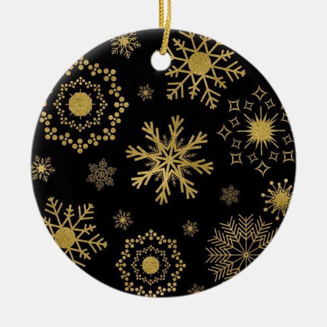 Ornement de Noël Motif de flocon d'or (Devant)