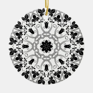 Ornement de Noël mystique Mandala noir & blanc