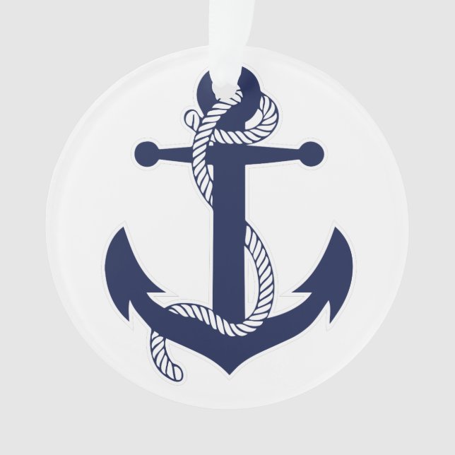 Ornement de Noël nautique Ancre acrylique blanc (devant)