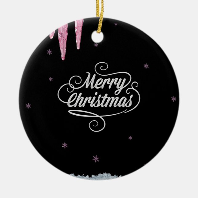 Ornement de Noël noir et rose (Devant)