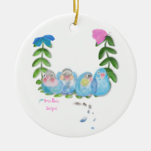 Ornement de Noël oiseaux d'amour bleus