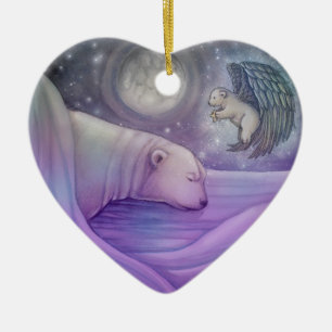 Ornement de Noël ours polaire avec ange