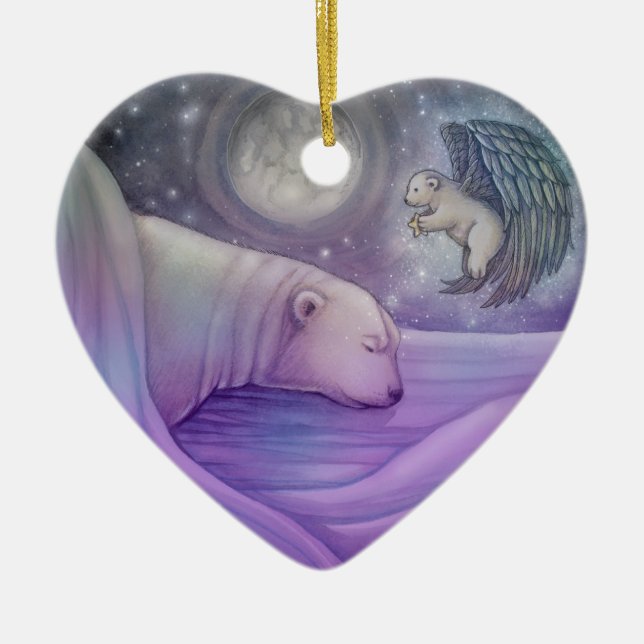 Ornement de Noël ours polaire avec ange (Devant)