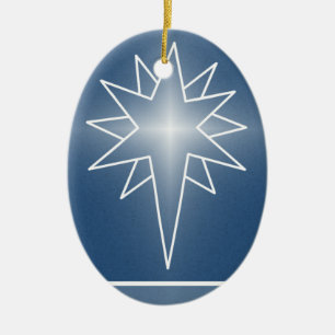 Ornement de Noël ovale de l'étoile du Nord, bleu