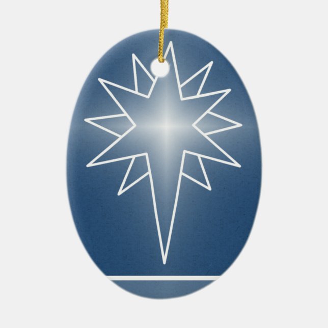 Ornement de Noël ovale de l'étoile du Nord, bleu (Devant)