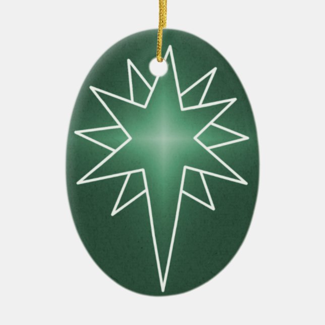 Ornement de Noël ovale étoile du Nord, Vert (Devant)