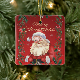 Ornement de Noël Père Noël Clinquant Vintage
