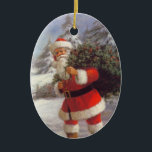 Ornement de Noël Père Noël vintage<br><div class="desc">Ancien décor de Noël de mode ! Belles décorations de Noël victoriennes pour vos décorations de vacances ! Facile à customiser avec un nom et une date. Un cadeau spécial pour moins de 15 $.</div>