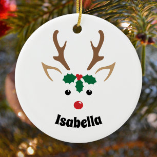 Ornement de Noël personnalisé au visage de renne m
