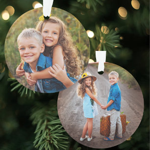 Ornement de Noël personnalisé avec 2 photos recto