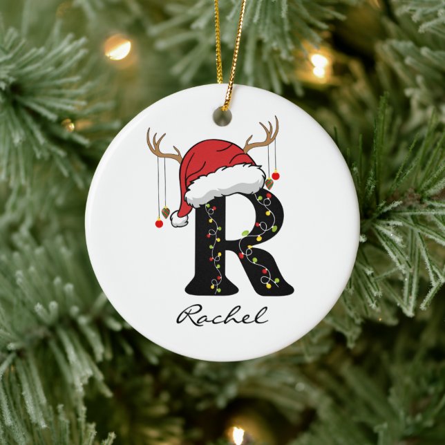 Ornement de Noël personnalisé avec initiale alphab (Arbre)
