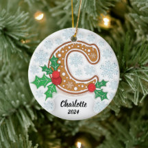 Ornement de Noël personnalisé avec la lettre C