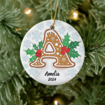 Ornement de Noël personnalisé avec monogramme lett