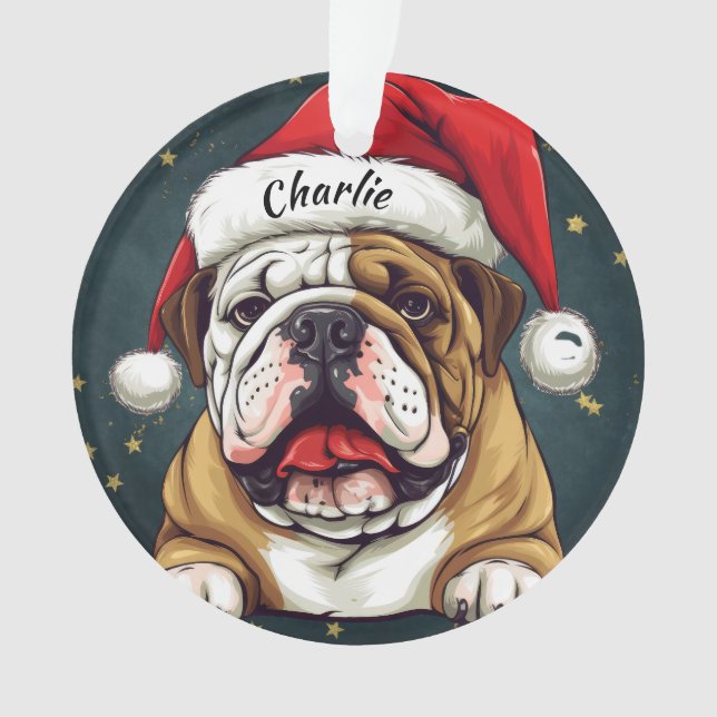 Ornement de Noël personnalisé Bulldog (devant)