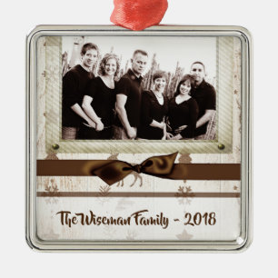 Ornement de Noël personnalisé Burlap Deer PHOTO